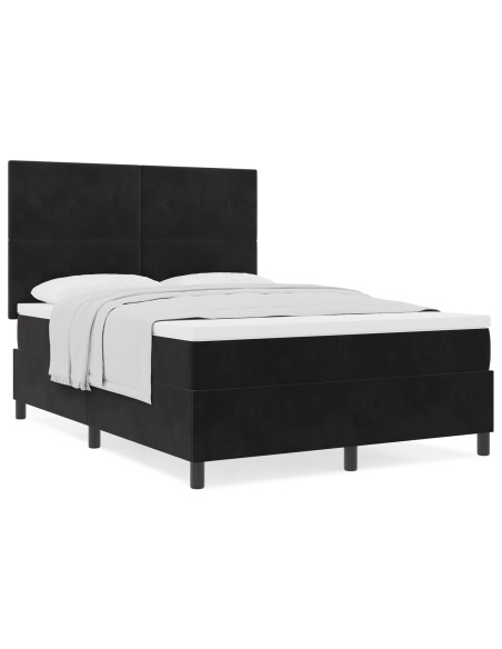 Letto Box Spring con Materasso  Nero 140x200 cm Velluto