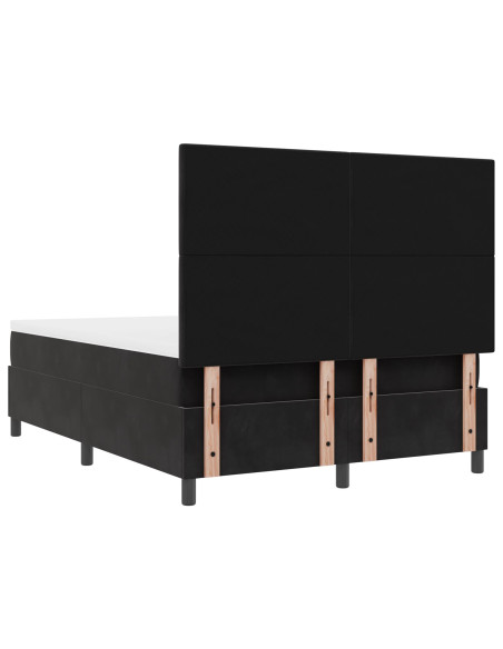 Letto Box Spring con Materasso  Nero 140x200 cm Velluto