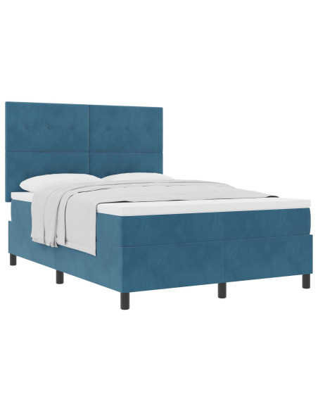 Letto Box Spring con Materasso Blu Scuro 160x200 cm in Velluto