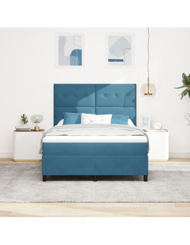 Letto a molle con materasso Blu Scuro 160 x 200 cm Tessuto