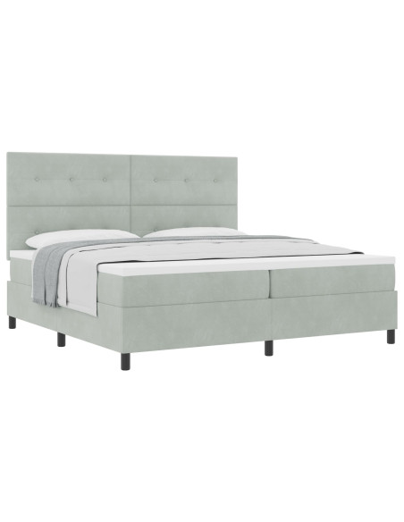 letto a molle vitaXL con materasso grigio chiaro 200x200 cm velluto