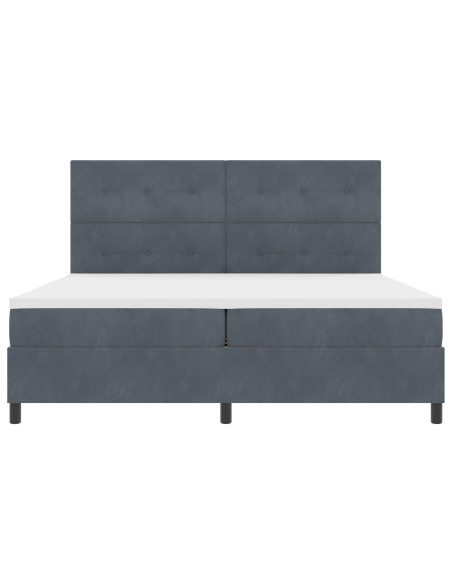 Letto Box Spring con Materasso Grigio Scuro 200x200 cm in Velluto