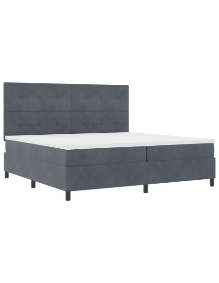 Letto Box Spring con Materasso Grigio Scuro 200x200 cm in Velluto