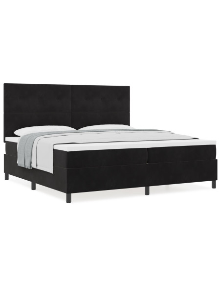 Letto a Molla con Materasso Nero 200x200 cm Velluto