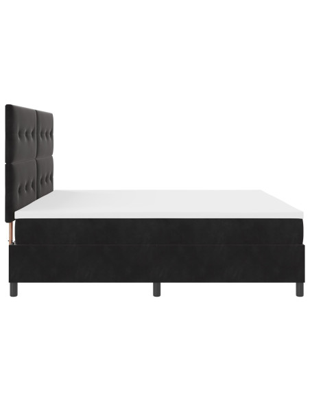 Letto a Molla con Materasso Nero 200x200 cm Velluto