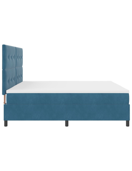 Letto con Contenitore e Materasso Blu Scuro 200x200 cm in Velluto