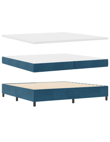 Letto a molle con materasso Blu Scuro 200 x 200 cm Tessuto