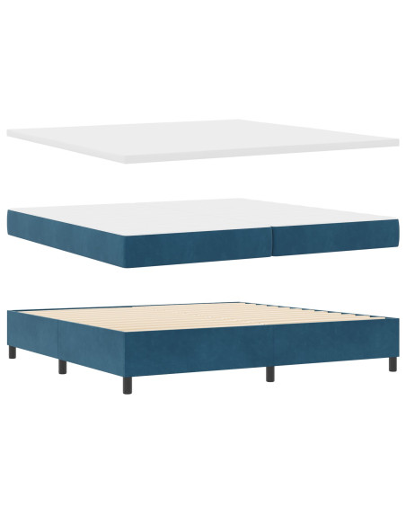 Letto con Contenitore e Materasso Blu Scuro 200x200 cm in Velluto