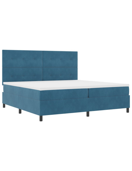 Letto con Contenitore e Materasso Blu Scuro 200x200 cm in Velluto