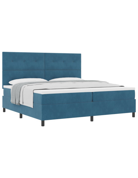 Letto con Contenitore e Materasso Blu Scuro 200x200 cm in Velluto