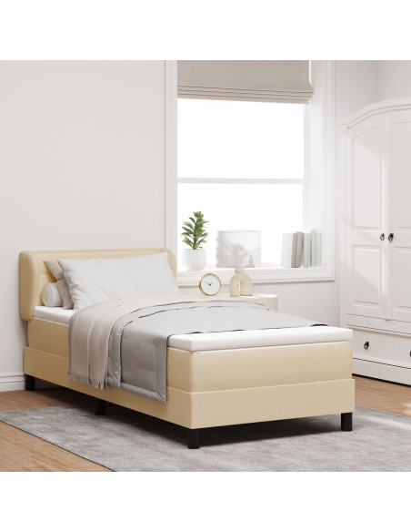 Struttura Letto con Materasso Crema Tessuto 100 x 200 cm
