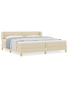 Letto a molle con materasso Crema 200 x 200 cm Tessuto 2