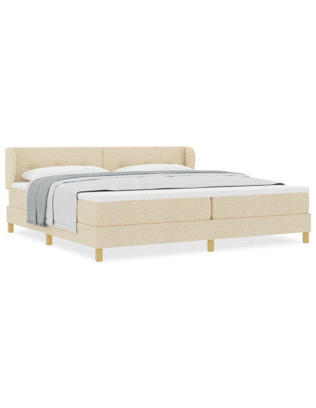 Letto con Rete a Molle e Materasso Crema 200x200 cm Tessuto