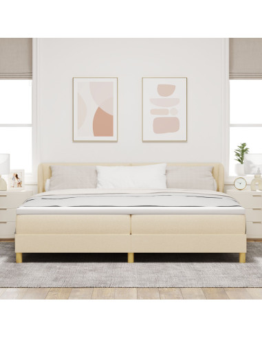 Letto a molle con materasso Crema 200 x 200 cm Tessuto