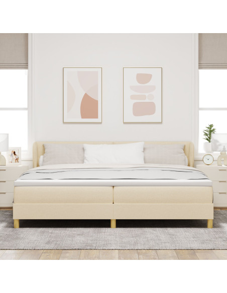 Letto con Rete a Molle e Materasso Crema 200x200 cm Tessuto