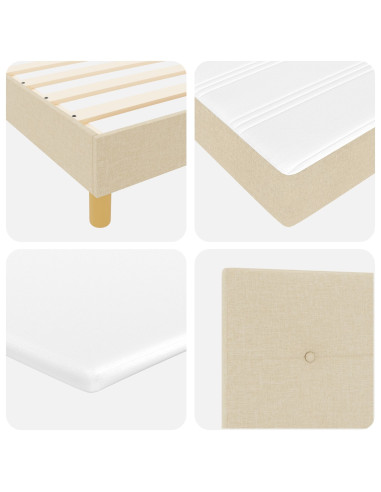 Letto a molle con materasso Crema 200 x 200 cm Tessuto