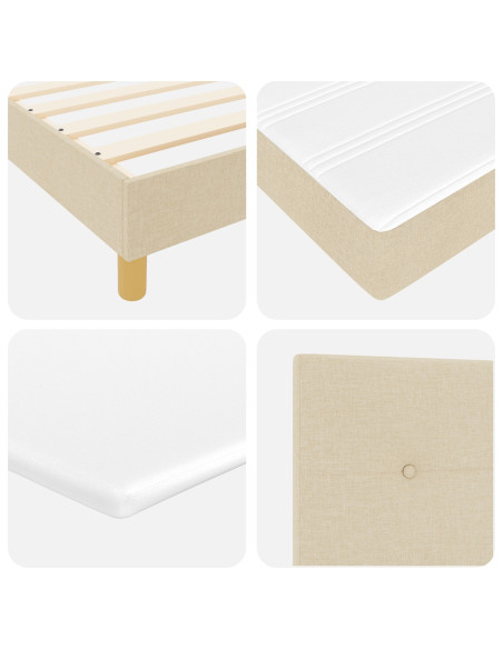 Letto a molle con materasso Crema 200 x 200 cm Tessuto