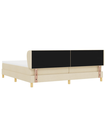 Letto con Rete a Molle e Materasso Crema 200x200 cm Tessuto