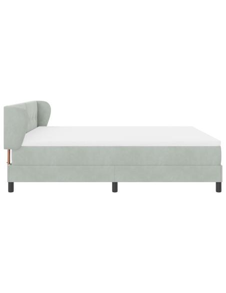 Letto Box Spring  con Materasso Grigio Chiaro 180x200 cm Velluto