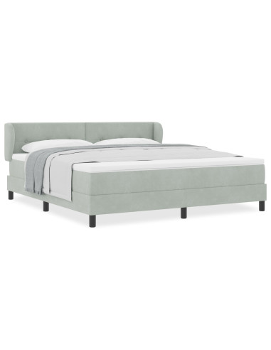 Letto a molle con materasso Grigio chiaro 180 x 200 cm Velluto
