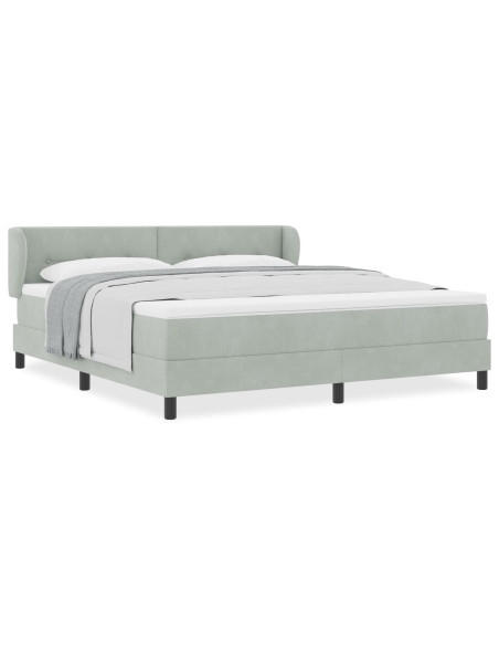 Letto Box Spring  con Materasso Grigio Chiaro 180x200 cm Velluto