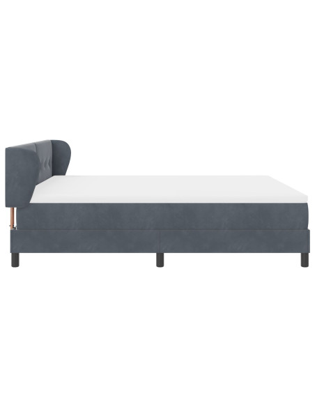 Letto Box Spring con Materasso Grigio Scuro 180x200 cm in Velluto
