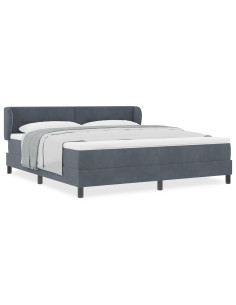 Letto a molle con materasso Grigio scuro 180 x 200 cm Velluto 2
