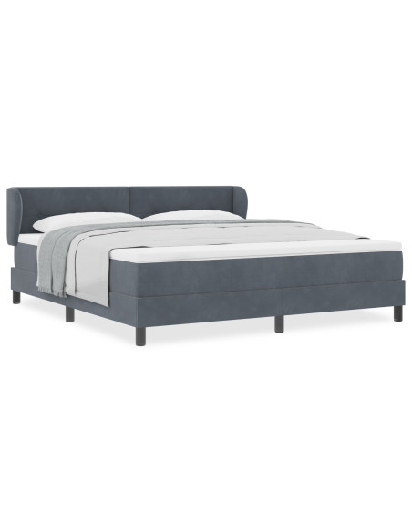 Letto Box Spring con Materasso Grigio Scuro 180x200 cm in Velluto