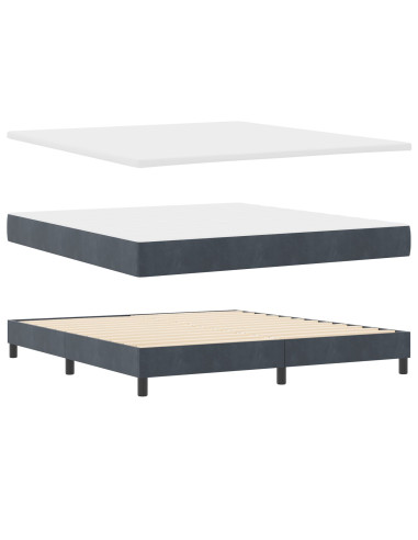Letto a molle con materasso Grigio scuro 180 x 200 cm Velluto