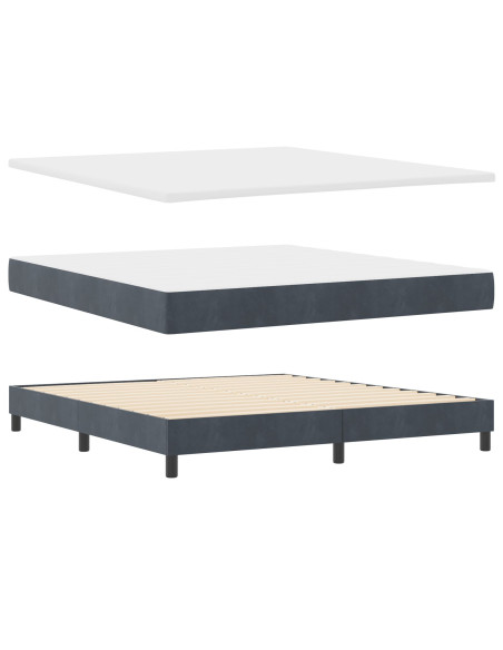 Letto Box Spring con Materasso Grigio Scuro 180x200 cm in Velluto
