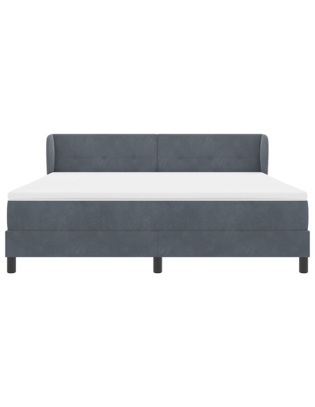 Letto Box Spring con Materasso Grigio Scuro 180x200 cm in Velluto
