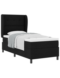 Letto a molle con materasso Nero 100 x 200 cm Tessuto 2