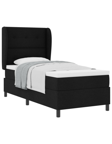 Letto con Box Spring e Materasso Nero 100x200 cm Tessuto