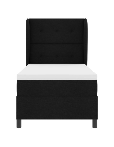 Letto a molle con materasso Nero 100 x 200 cm Tessuto