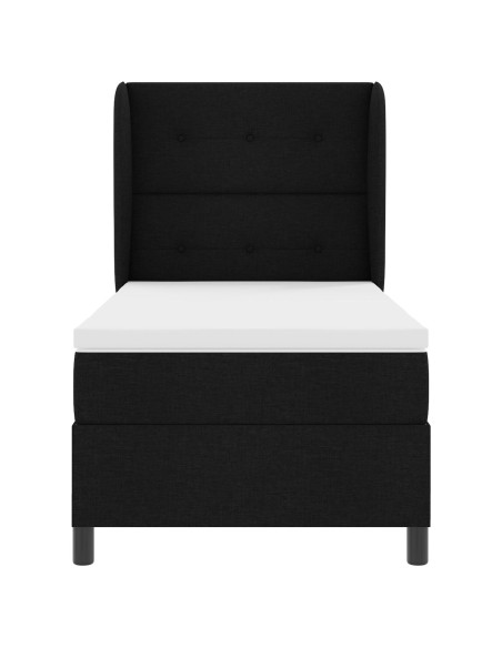 Letto con Box Spring e Materasso Nero 100x200 cm Tessuto