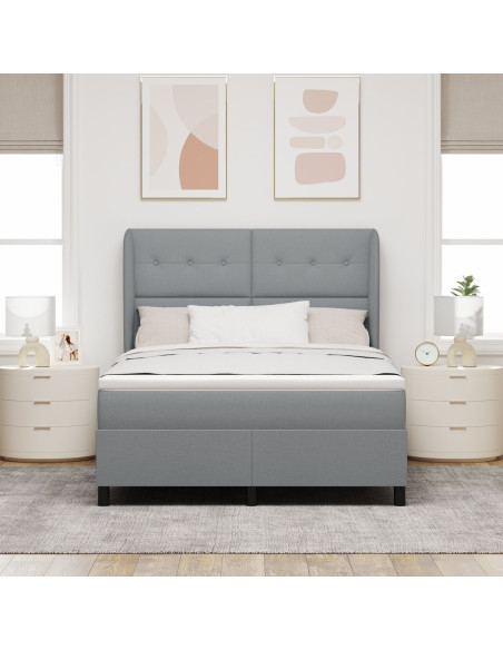 Letto Box Spring con Materasso Grigio chiaro 140x190 cm Tessuto