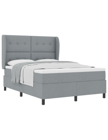 Letto a molle con materasso Grigio chiaro 140 x 190 cm Tessuto