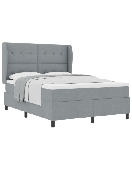 Letto Box Spring con Materasso Grigio chiaro 140x190 cm Tessuto