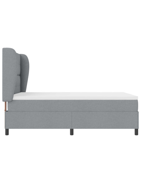 Letto Box Spring con Materasso Grigio chiaro 140x190 cm Tessuto