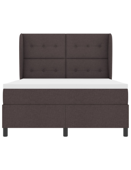 Letto Box Spring con Materasso - Marrone Scuro, 160x200 cm Tessuto