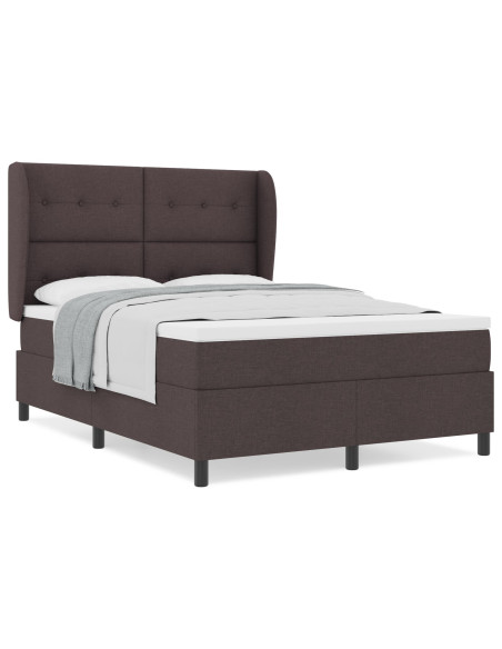 Letto Box Spring con Materasso - Marrone Scuro, 160x200 cm Tessuto