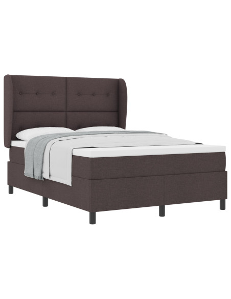 Letto Box Spring con Materasso - Marrone Scuro, 160x200 cm Tessuto