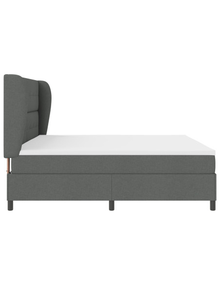 Letto a Rete con Materasso in Grigio Scuro, 200x200 cm Stoffa