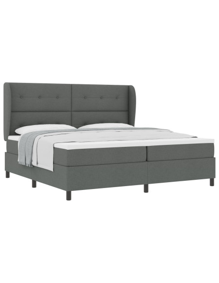 Letto a Rete con Materasso in Grigio Scuro, 200x200 cm Stoffa