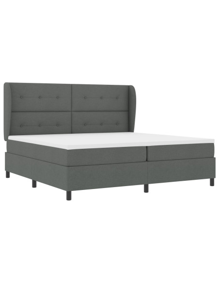 Letto a Rete con Materasso in Grigio Scuro, 200x200 cm Stoffa