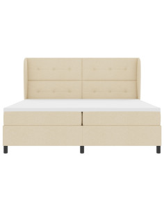 Letto a molle con materasso Crema 200 x 200 cm Tessuto 2