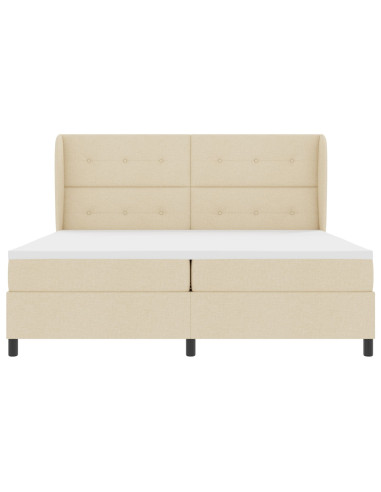 Letto a molle con materasso Crema 200 x 200 cm Tessuto