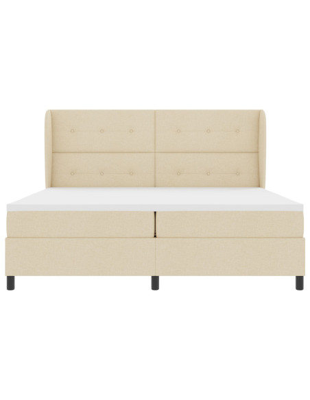 Letto a molle con materasso Crema 200 x 200 cm Tessuto