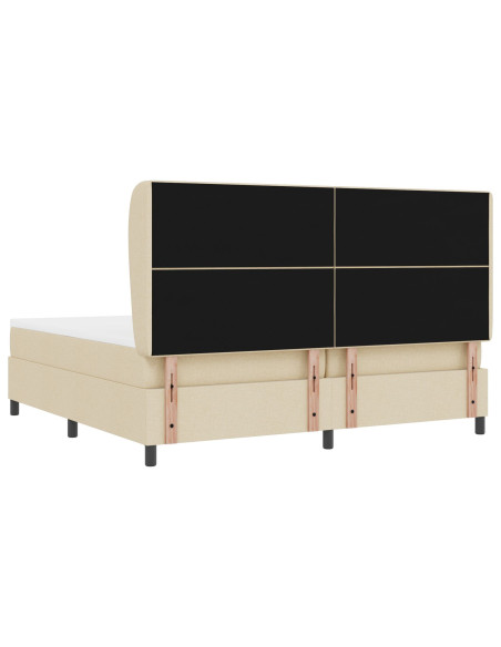 Letto a molle con materasso Crema 200 x 200 cm Tessuto