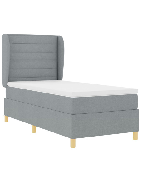 Letto a Box con Materasso Grigio Chiaro, 100x200 cm in Tessuto